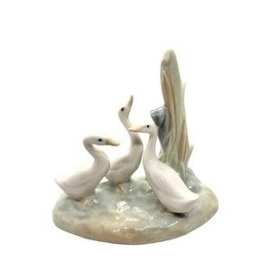 Vintage Lladro NAO Porcelain Three Geese in Reeds Figure EUC
